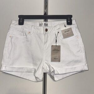 White mid-rise denim shorts